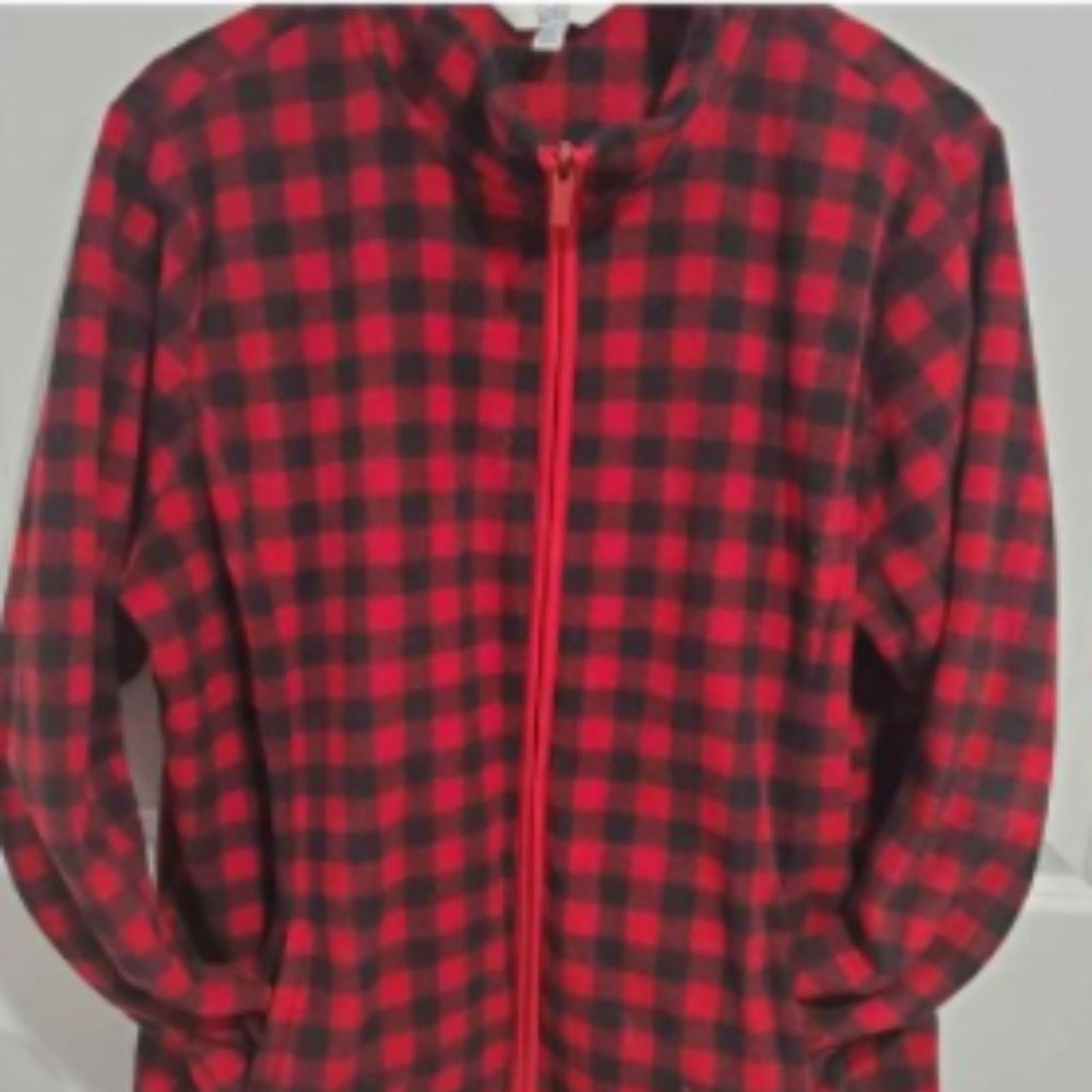 2XL Plus size Woman's Red Plain Zip-Up Sweater